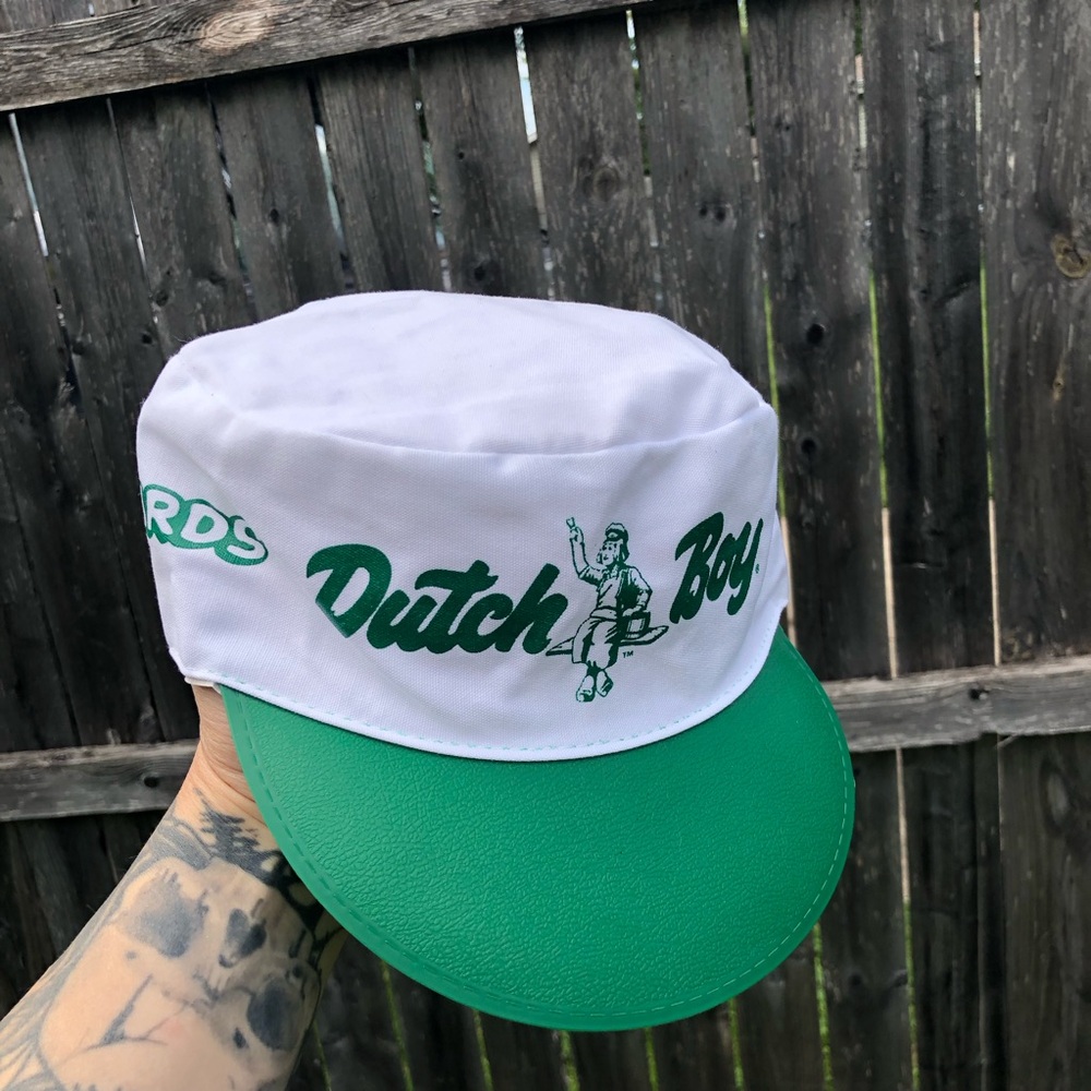 Dutch Boy White and Green Vintage painters Cap